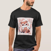 Red Panda And Cherry Blossom Sketch Adorable T-shirt (Voorkant)