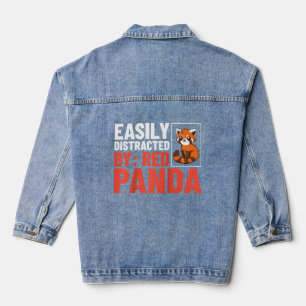 Red Panda Animal Habitat Tail Baseball Denim Jacket