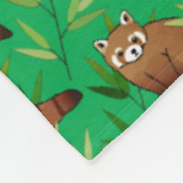 Red Panda & Bamboe Leaves Patroon & Monogram Fleece Deken