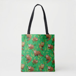 Red Panda & Bamboe Leaves Pattern Draagtas