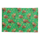 Red Panda & Bamboe Leaves Pattern Kussensloop (Achterkant-Links)