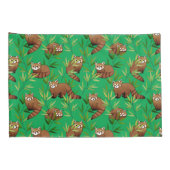 Red Panda & Bamboe Leaves Pattern Kussensloop (Achterkant-Rechts)