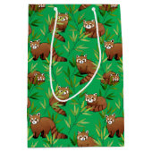 Red Panda & Bamboe Leaves Pattern Medium Cadeauzakje (Voorkant)