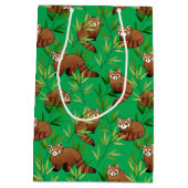 Red Panda & Bamboe Leaves Pattern Medium Cadeauzakje (Achterkant)