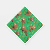Red Panda & Bamboe Leaves Pattern Servet (Hoek)