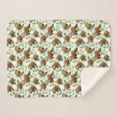 Red Panda & Bamboe Leaves Pattern Sherpa Deken (Voorkant (horizontaal))