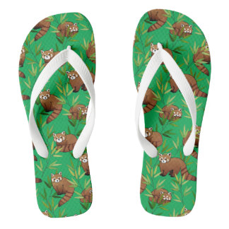 Red Panda & Bamboe Leaves Pattern Teenslippers