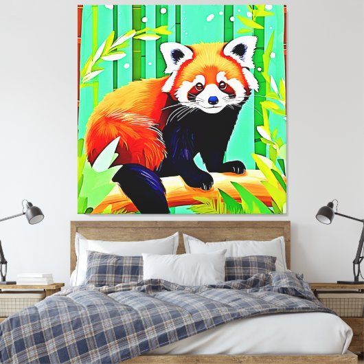 Red Panda Bamboo Forest Canvas Afdruk (Insitu (Slaapkamer))