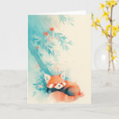 Red Panda Bamboo Forest Nap Kaart (Gele Bloem)