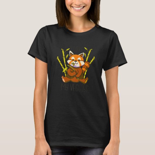 Red Panda Bear Bamboo Vegetarian Diet Vegan T-shirt (Voorkant)