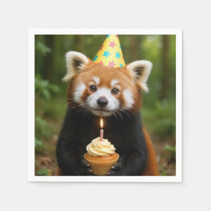 Red Panda Beer met een verjaardagscupcake Servet
