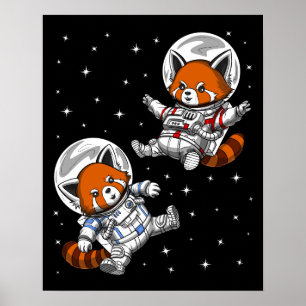 Red Panda Beer Space Astronaut Poster
