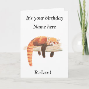 Red Panda Birthday Card - schattige verjaardagsaut Kaart