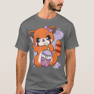 Red Panda Boba Tea Bubble Otaku Anime T-shirt