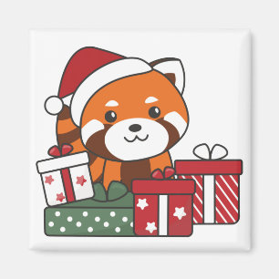 Red Panda cadeau de Noël hiver Red Pandas Magnet