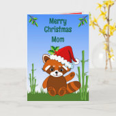 Red Panda Christmas Folded Greeting Card Kaart (Gele Bloem)