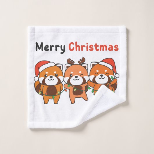 Red Panda Christmas Red Pandas Merry Christmas (Gant de toilette)