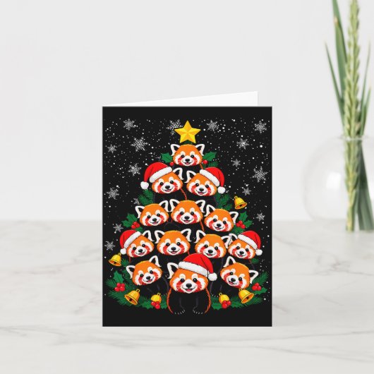 Red Panda Christmas Tree Funny Animal Kaart (Voorkant)