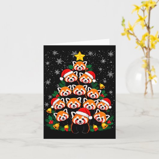 Red Panda Christmas Tree Funny Animal Kaart (Gele Bloem)