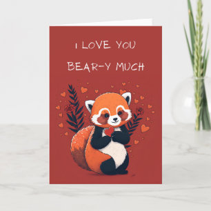 Red Panda Cute Illustrated Valentijnsdag Kaart