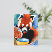 Red Panda die een Bowl van het Briefkaart van Spag (Staand voorkant)
