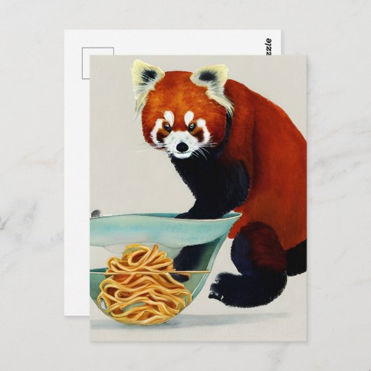 Red Panda die een Bowl van het Briefkaart van Spag (Voorkant / Achterkant)