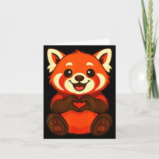 Red Panda Doing Heart With Hands Valentines Day Kaart (Voorkant)