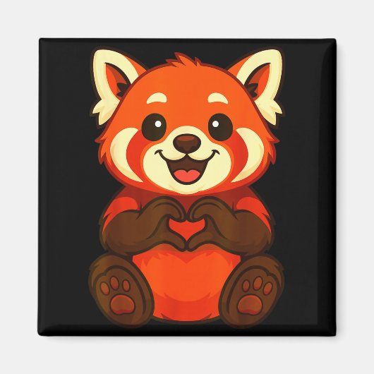 Red Panda Doing Heart With Hands Valentines Day Magneet (Voorkant)