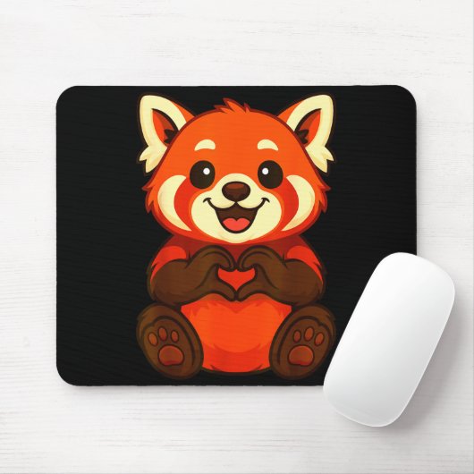 Red Panda Doing Heart With Hands Valentines Day Muismat (Met muis)