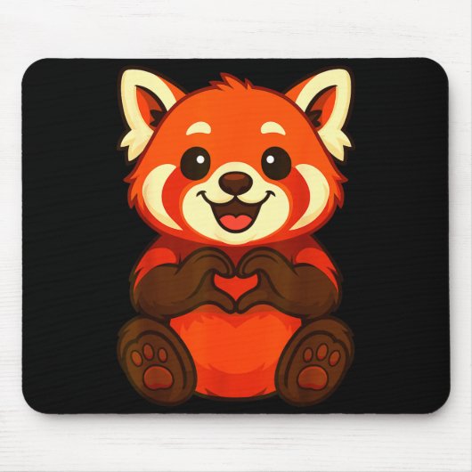 Red Panda Doing Heart With Hands Valentines Day Muismat (Voorkant)
