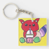 Red Panda Drinking Boba Sleutelhanger (voorkant)