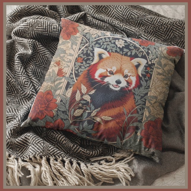 Red Panda Elegant William Morris geïnspireerd door Kussen (Creator heeft geüpload)