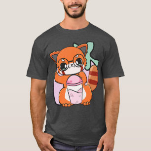 Red Panda en Boba Tea Bubble otaku Cute Anime Bea T-shirt
