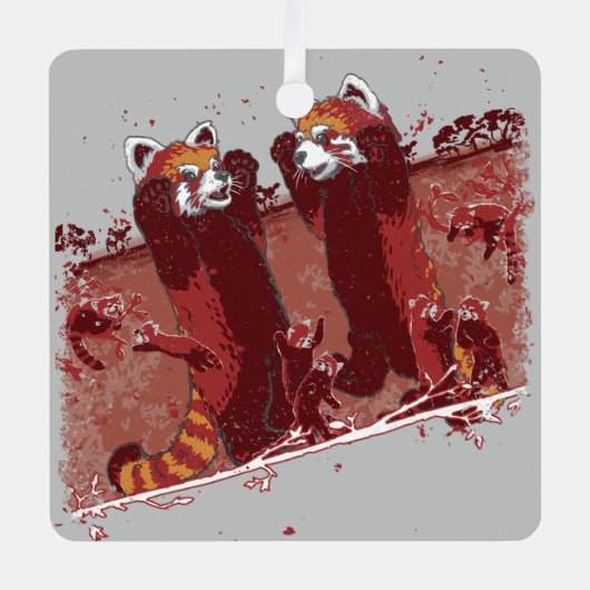 Red Panda Fury Metalen Ornament (Voorkant)