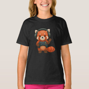 Red Panda Gamer, Gaming Controller & Hoofdtelefoon T-shirt