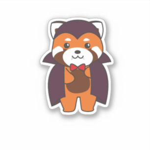 Red Panda Halloween Cute Devil Vampire Costume Sticker