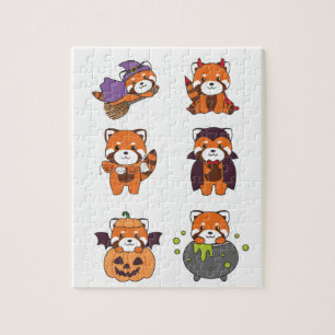 Red Panda Halloween Devil Pumpkin Vampire Costume Legpuzzel