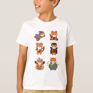 Red Panda Halloween Devil Pumpkin Vampire Costume T-shirt