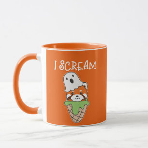 Red Panda Halloween Ghost I Scream Ice Cream Pun Mok