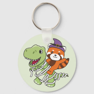 Red Panda Happy Halloween T-rex Mummy Costume Keyc Sleutelhanger