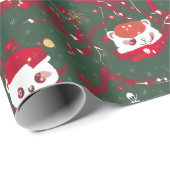 Red Panda Haven - Abstracte Kerst Red Panda Cadeaupapier (Rol Hoek)
