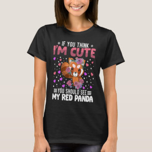 Red Panda Heart Valentijnsdag Animal voor vrouwen T-shirt
