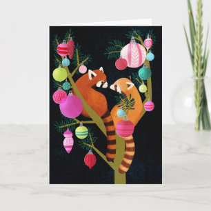 Red Panda Holiday Card Feestdagen Kaart