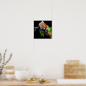 Red Panda in een ronde bril en een bamboe tak Poster (Keuken)