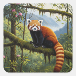 Red Panda in het Singalila National Park Vierkante Sticker