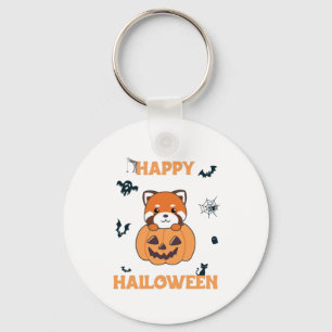Red Panda in Pumpkin Cute Pandas Happy Halloween Sleutelhanger