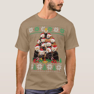 Red Panda kerstboom Santa Hat Lights Ugly Swe T-shirt