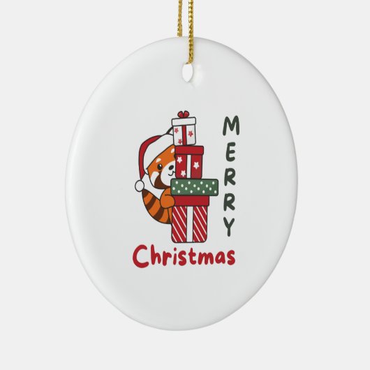 Red Panda kerstcadeau Winter Red Pandas Keramisch Ornament (Rechts)