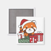 Red Panda kerstcadeau Winter Red Pandas Magnet Magneet (Voorkant / Achterkant)