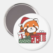 Red Panda kerstcadeau Winter Red Pandas Magnet Magneet (Voorkant / Achterkant)